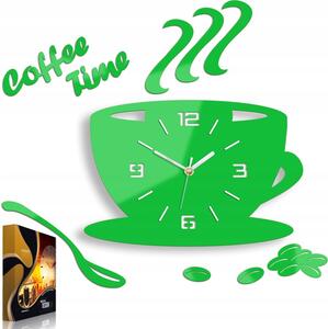 Zegar Ścienny w Kształcie Filiżanki Coffe Time 3D Green Okrągły Kwarcowy