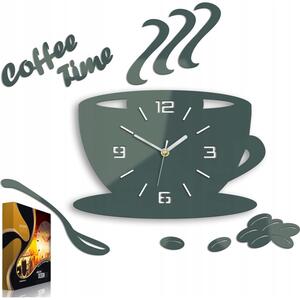 Zegar Ścienny w Kształcie Filiżanki Coffe Time 3D Grey Okrągły Kwarcowy