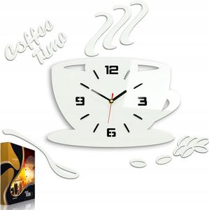 Zegar Ścienny w Kształcie Filiżanki Coffe Time 3D White Okrągły Kwarcowy