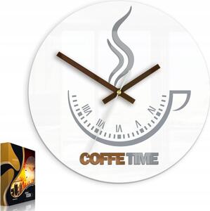 Zegar Ścienny w Kształcie Filiżanki Coffe Time II White&Copper Okrągły