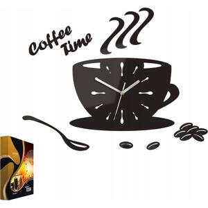 Zegar ścienny drewniany dębowy akrylowy coffe time wenge okrągły kwarcowy
