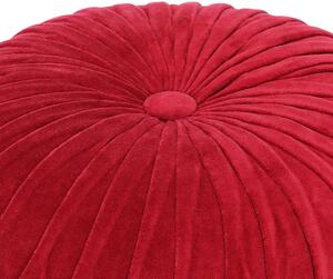Czerwona welurowa pufa tapicerowana - Sativ