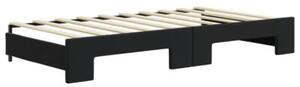 Sofa rozsuwana z materacami, czarna, 90x190 cm, aksamit
