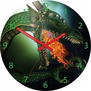 Zegar Ścienny ze Wzorem Smoka Akrylowy Dragon Okrągły Kwarcowy