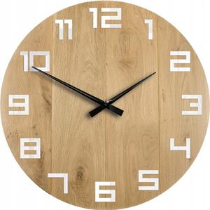 Zegar ścienny drewniany dębowy akrylowy digit wood white 50 cm okrągły