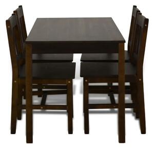 Ciemnobrązowy zestaw stół i 4 krzesła – Ellen