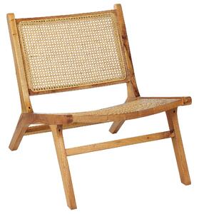 Krzesło ozdobne drewniane mahoniowe boho rattanowa plecionka naturalne Middletown Beliani
