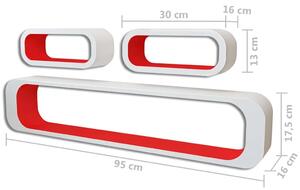 Zestaw biało-czerwonych półek ściennych - Mins 3X