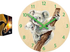 Zegar Brzozowy ze Wzorem Koali Ścienny Akrylowy Koala Okrągły