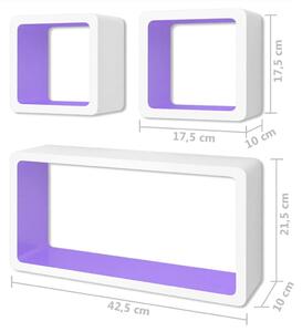 Zestaw biało-fioletowych półek ściennych - Lara 3X