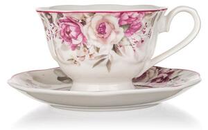 Ceramiczna filiżanka na nóżce ze spodkiem ROSE 220 ml
