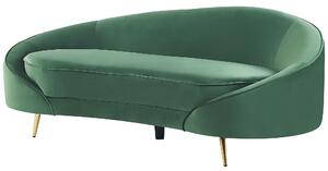 Sofa welurowa zaokrąglona w stylu glamour złote zielona szmaragdowa Savar Beliani
