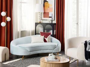 Sofa welurowa zaokrąglona w stylu glamour złote nóżki niebieska błękitna Savar Beliani