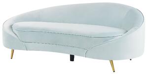 Sofa welurowa zaokrąglona w stylu glamour złote nóżki niebieska błękitna Savar Beliani