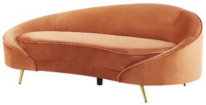 Sofa welurowa zaokrąglona w stylu glamour złote pomarańczowa Savar Beliani