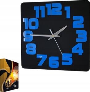 Zegar Ścienny w Stylu Nowoczesnym Akrylowy Logic Black_Blue Okrągły