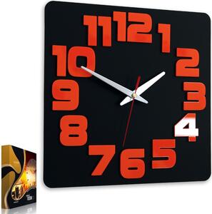 Zegar ścienny w stylu nowoczesnym akrylowy logic black_orange okrągły