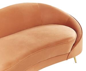 Sofa welurowa zaokrąglona w stylu glamour złote pomarańczowa Savar Beliani