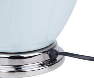 Lampa stołowa ceramiczna podstawa lampa nocna z abażurem niebieska Brenta Beliani