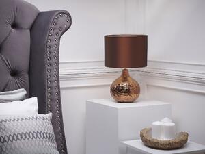 Porcelanowa lampa stołowa nocna 43 cm dekoracyjna brązowa okrągły abażur Yakima Beliani