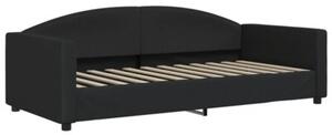 Sofa rozsuwana z szufladami, czarna, 90x200 cm, tkanina