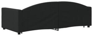 Sofa rozsuwana z szufladami, czarna, 90x200 cm, tkanina