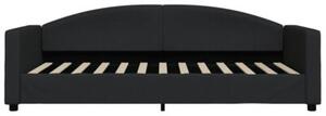 Sofa rozsuwana z szufladami, czarna, 90x200 cm, tkanina