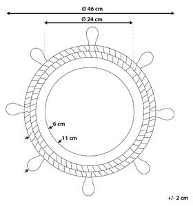 Lustro okrągłe wiszące ø 46 cm morski styl rama w kształcie liny brązowe Gormaz Beliani