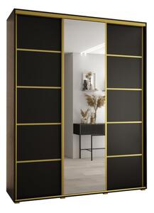 Szafa przesuwna wysoka Davos 5 180, gł. 60 cm czarny + czarny + złoty