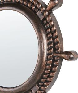 Lustro okrągłe wiszące ø 46 cm morski styl rama w kształcie liny brązowe Gormaz Beliani