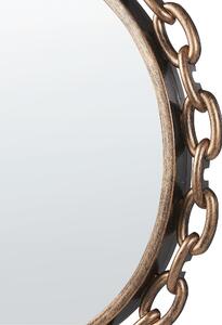 Lustro wiszące ścienne ø 46cm rama z łańcucha materiał syntetyczny złote Yebra Beliani