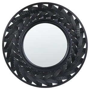 Okrągłe lustro wiszące ścienne ø 60 cm materiał syntetyczny czarne Tierga Beliani