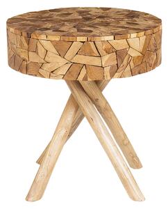 Rustykalny stolik kawowy jasne drewno tekowe okrągły 50 x 50 cm Thorsby Beliani