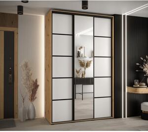 Szafa przesuwna wysoka Davos 5 160, gł. 60 cm artisan + biały + czarny
