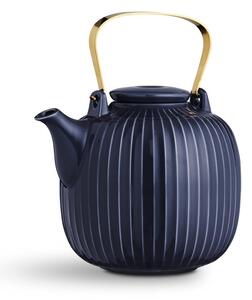 Ciemnoniebieski porcelanowy dzbanek do herbaty Kähler Design Hammershoi, 1,2 l
