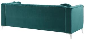 Narożnik zielony glam welurowy dodatkowe poduszki lewostronny 3-osobowy Timra Beliani