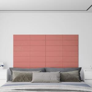 Panele ścienne, 12 szt., różowe, 90x15 cm, aksamit, 1,62 m²
