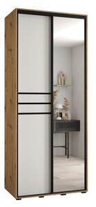 Szafa przesuwna wysoka Davos 11 100, gł. 45 cm artisan + biały + czarny