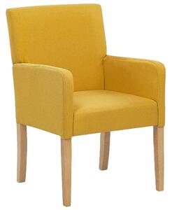 Krzesło tapicerowane do jadalni drewniane nóżki żółta tapicerka Rockefeller Beliani