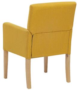 Krzesło tapicerowane do jadalni drewniane nóżki żółta tapicerka Rockefeller Beliani
