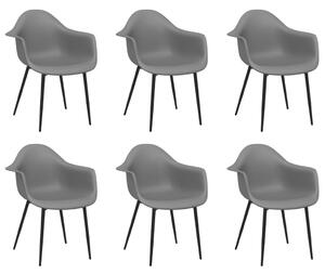 Krzesła stołowe, 6 szt., szare, PP