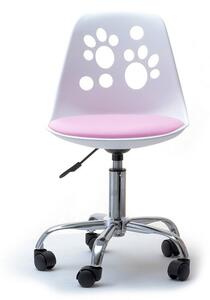 Designerskie krzesło obrotowe do biurka dla dzieci foot biało - różowe