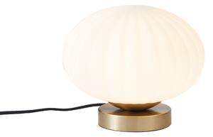 Designerska lampa stołowa mosiężna ze szkłem opalowym - Mochi