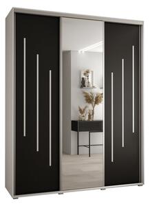Szafa przesuwna wysoka Davos 9 200, gł. 45 cm biały + czarny + srebrny