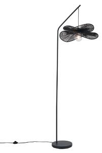 Lampa podłogowa Art Deco czarna z czarnym kloszem - Nest