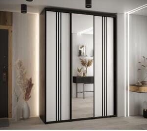 Szafa przesuwna wysoka Davos 7 180, gł. 45 cm czarny + biały + czarny