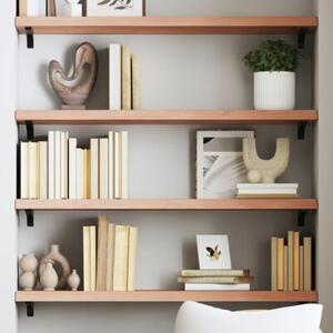 Półka, brązowa, 80x30x(2-4) cm, lakierowane lite drewno dębowe