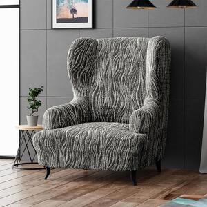 Bi-elastyczne pokrowce UNIVERSO NOWE cieniowane czarno-białe fotel uszak (sz. 60 - 110 cm)