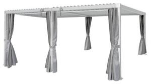 Pergola multiklimatyczna 3x6 m z zasłonami i regulowanym stalowym dachem, 18 m²