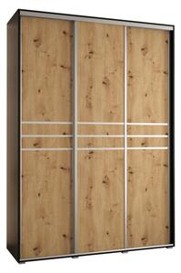 Szafa przesuwna wysoka Davos 10 180, gł. 60 cm czarny + artisan + srebrny
